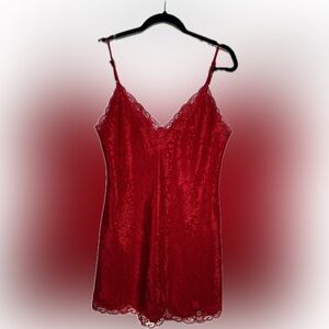 Vintage Gold Label Victoria Secret Red Lace Slip